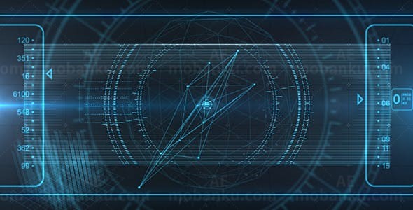 故障闪烁效果蓝光线条揭示标志AE模板