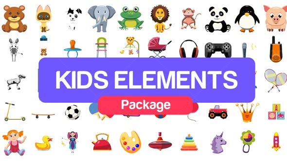 儿童动画元素包AE模板