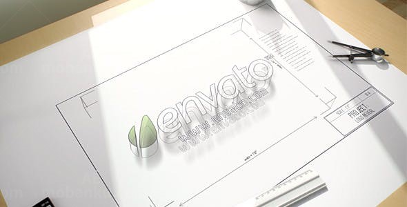 建筑师工作制图桌面揭示标志AE模板