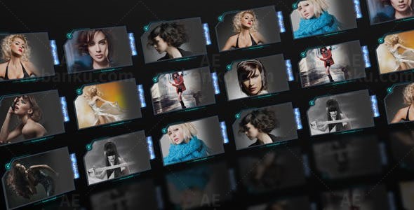 曲面屏多视频展示AE模板