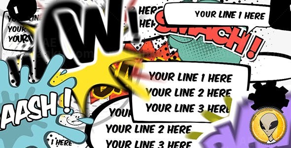 综艺漫画风格气泡文字AE模板