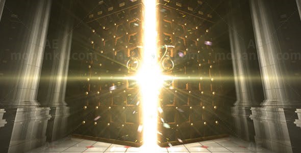 古朴门开蝴蝶标志展示AE模板