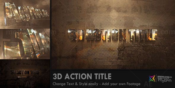 三维动作标题片头AE模板