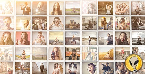 瀑布流照片排版展示AE模板