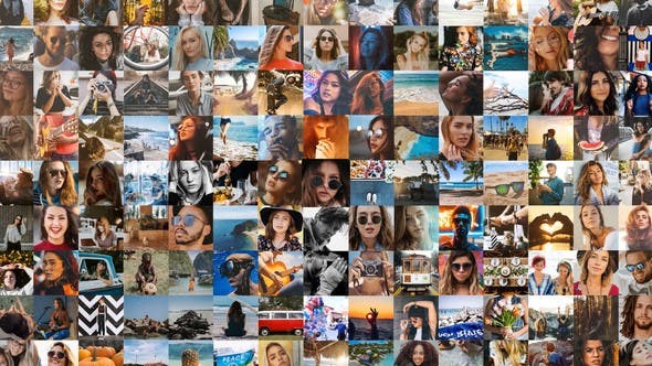 马赛克标志展示AE模板