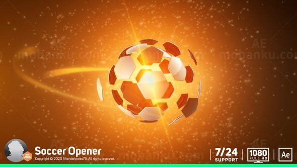 三维空间足球六边形炸散组合效果AE模板