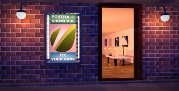 室内墙壁画廊效果作品动感展示AE模板