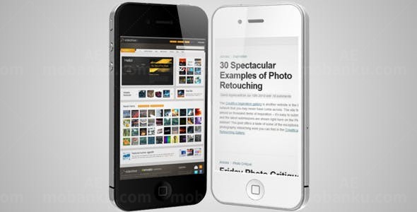 三维旋转展示黑色苹果4G手机AE模板