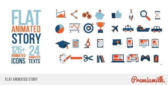 扁平图标动画AE模板