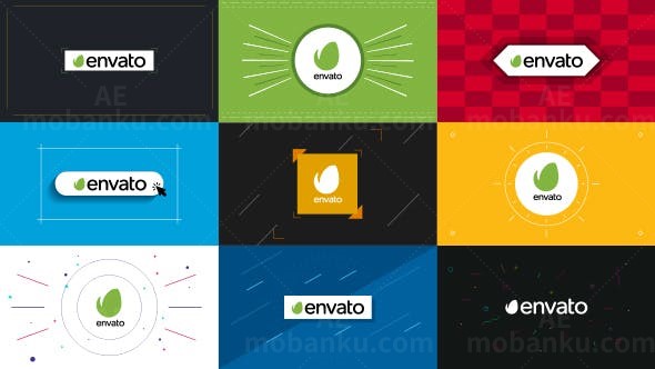 9组扁平标志片头AE模板