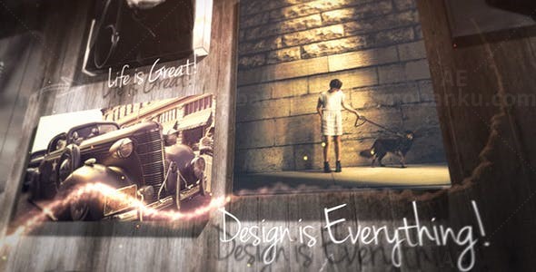 创意照片落下排版展示AE模板