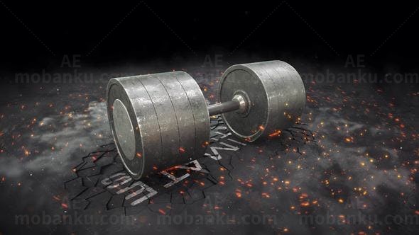 哑铃力量感标志动画AE模板