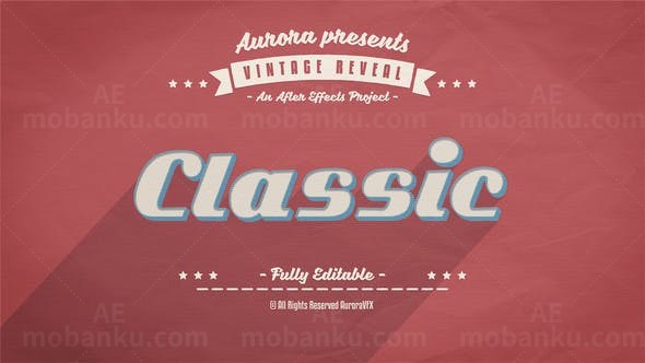 三维复古文字标志动画AE模板