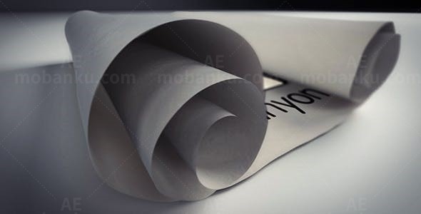 三维纸张卷轴展开标志动画AE模板