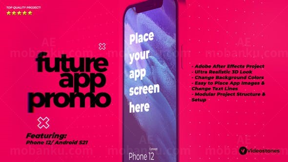 创新彩色未来手机APP展示动画AE模板