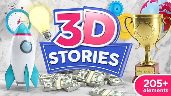 三维图标动画元素AE模板