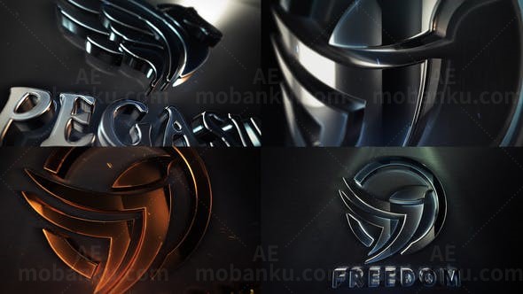 三维钢铁质感标志动画AE模板