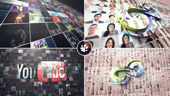 照片墙三维标志动画AE模板