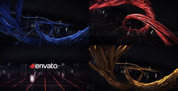 科技感三维线条生长标志动画AE模板