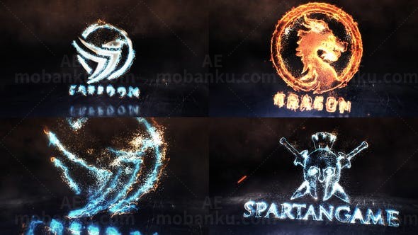 能量粒子标志动画AE模板