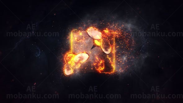 大气火焰燃烧游戏Logo动画AE模板
