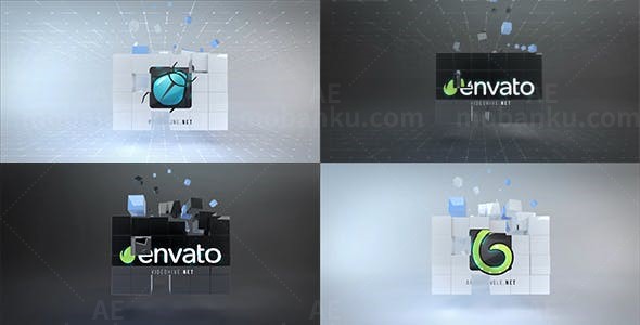 三维方块汇聚标志动画AE模板