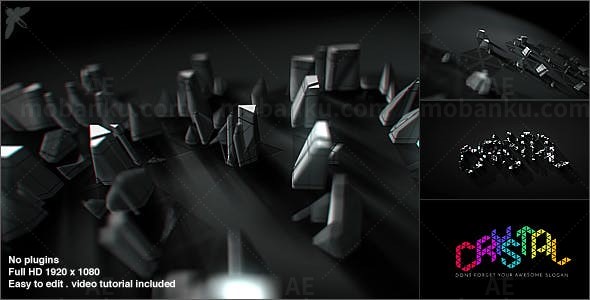 三维水晶生长标志动画AE模板