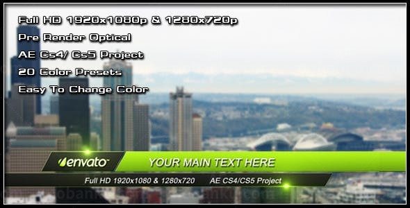 双向水平飞入彩色背景字幕条揭示AE模板