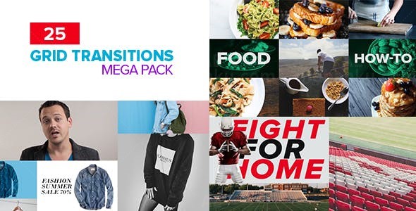 网格拼贴转场图片视频片头AE模板