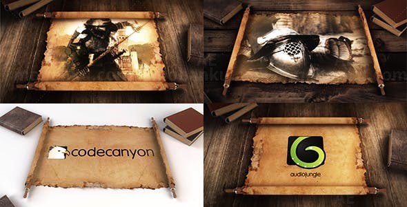 复古卷轴展开动画AE模板