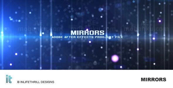 蓝色空间粒子光束揭示标题字幕AE模板