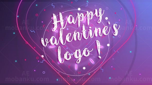 扁平化情人节浪漫Logo动画AE模板