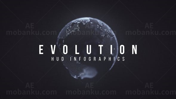 简单科技感HUD动画元素AE模板