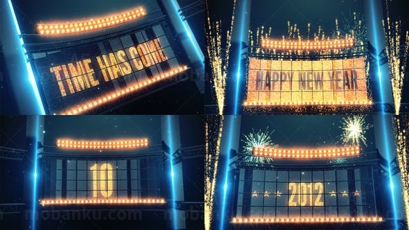 曲面网格广告大屏展示新年倒计时AE模板