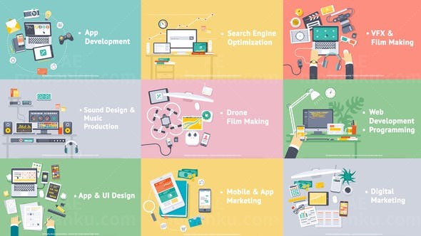 扁平设计AE模板