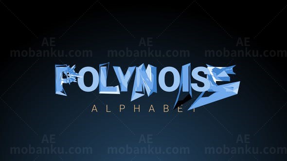 多边形撕裂字母动画AE模板