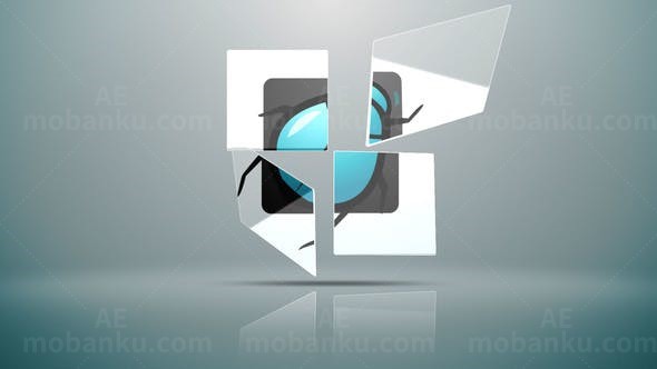 简洁镜面拼贴Logo演绎动画AE模板