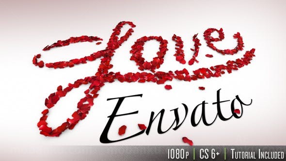 玫瑰花瓣掉落爱情Logo演绎动画AE模板