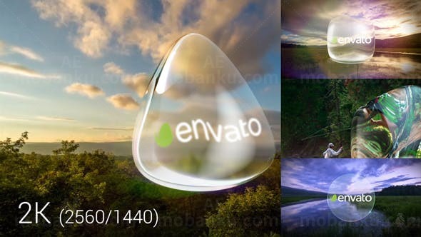 三维玻璃质感折射转场Logo演绎动画AE模板