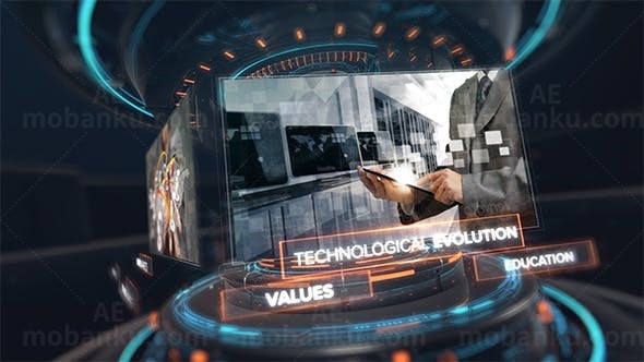 三维科技感物体图片展示片头AE模板