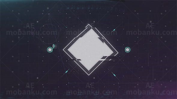 科技感信号损坏图形Logo演绎动画AE模板