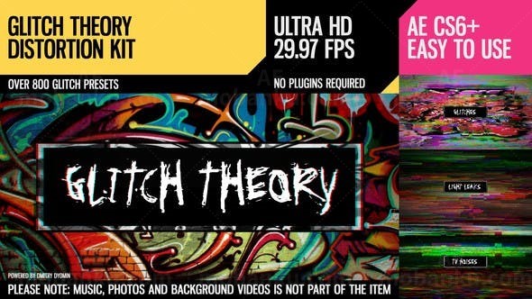 涂鸦风格信号损坏图片开场AE模板