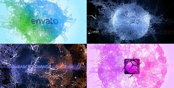 液体飞溅散开Logo演绎动画AE模板