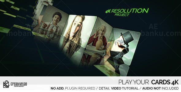 卡片图片翻转动画片头AE模板