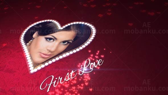 浪漫情人节爱心轮廓点亮视窗效果展示AE模板