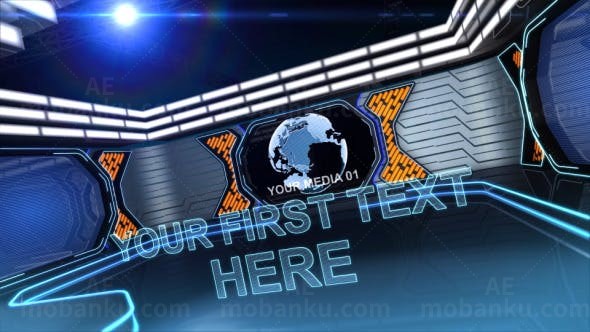 三维霓虹舞台场景片头AE模板