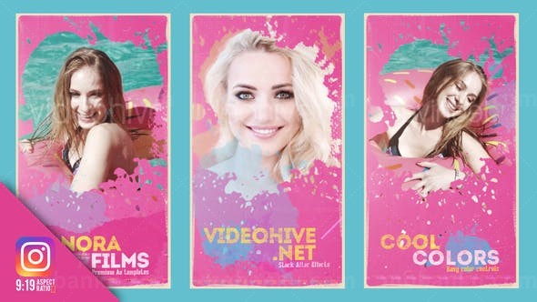 水彩泼洒遮罩INS视频宣传包装AE模板