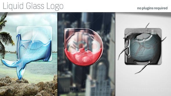液体玻璃质感折射Logo演绎动画AE模板