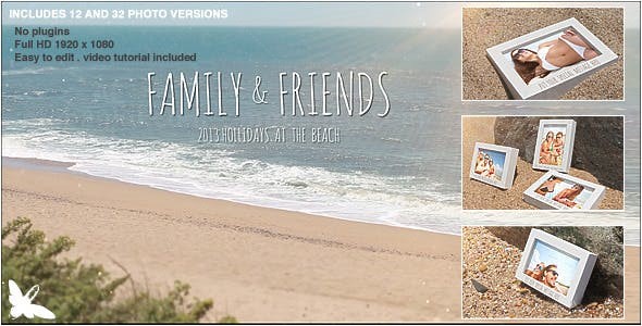 沙滩相册照片展示片头AE模板