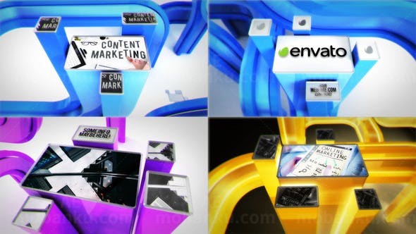 创意三维线屏展示AE模板